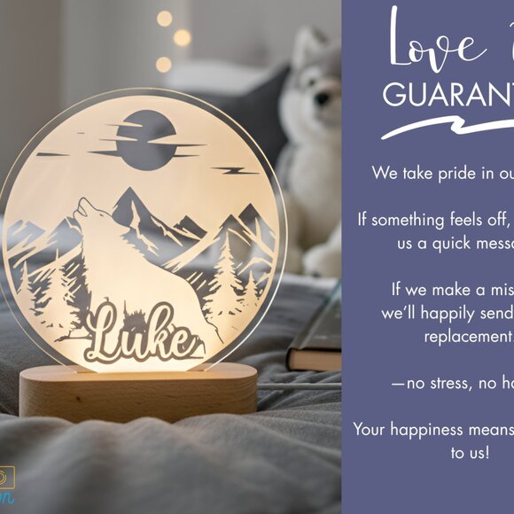 Personalized Wolf LED Light | Cute Bedroom Name Sign for Kids - Picture 6 of 8